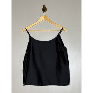 Poetic 100% Silk Camisole M Black Minimalist Y2K Layering Tank